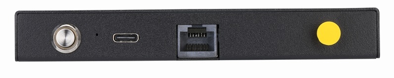 NanoConsole rear panel with power switch, USB Type-C and RJ45 DMX512 interface